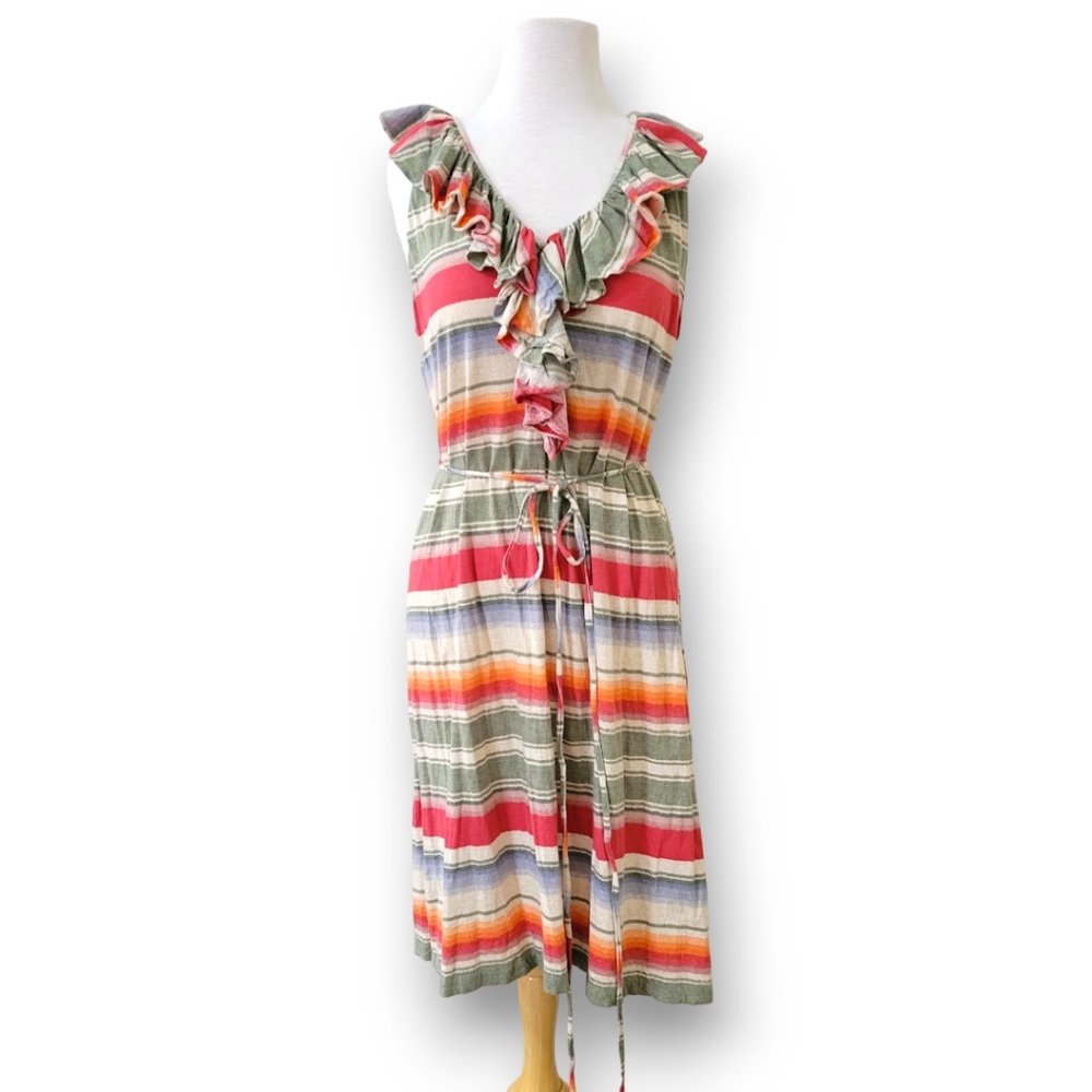 LAUREN RALPH LAUREN Women's Dress Midi Ruffles Southwestern Size Extra L…